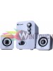 KISONLI Multimedia ηχεία U-2100, 2.1ch, 5W & 2x 3W, USB, λευκό